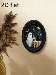 1pc Halloween Ghost Coffee & Black Cat Wall Decor - Perfect For Halloween Parties, Trick Or Treating, Horror Themed Parties, Halloween Candy Parties, Cosplay, Costume Parties, Themed Parties, Vintage Parties And Haunted House Decorations. - One Size Fits All - View 4