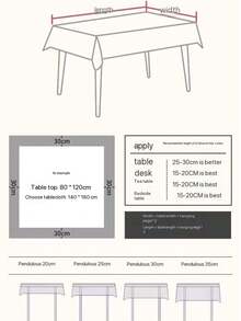 1pc New Classic Solid Color Crinkled Fabric Tablecloth, Suitable For Home Daily Decor And Holidays - White - View 3