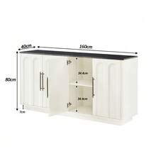 Arched Front Sideboard With 4 Doors, Soft-Close Hinges & Anti-Tip Device, 160cm Wide Storage Cabinet For Living Room & Dining Room, Wood Color - Black and White - View 3