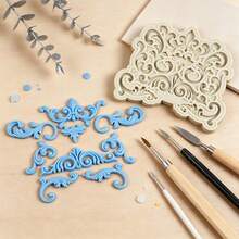 1 buah Cetakan Silikon Tanah Liat Dekoratif Pola Relief Eropa Retro, Cetakan Silikon untuk Membuat Aksesori Dekoratif DIY, Cocok untuk Kreasi Artistik Buatan Tangan, Dekorasi Tanah Liat Tetes Resin, Mudah Dilepas dari Cetakan, Cetakan Silikon yang Dapat Digunakan Kembali. - Krem - View 1