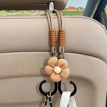 1PC Cute Flower Car Seat Headrest Hook Universal Back Seat Organizer Bag Holder Heavy Duty Car Interior Accessory Beige/Khak - Double Hook Multi-functional Car Seat Back Hook - View 8