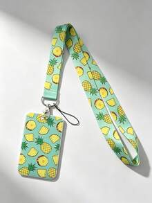 1pc ABS Fruit Summer Lanyard Card Holder, Anti-Loss Student Bus Card/ID Badge Protective Case, Reinforced Braided Lanyard, Lightweight Portable Space-Saving, Suitable For Student Commute, Workplace Office, Daily Travel - Rectangle - View 10