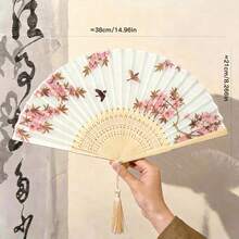 1件復古折扇，流蘇手持竹扇，海棠扇，竹扇，彩繪扇，折疊手扇，婚禮手扇，派對手扇，裝飾扇，優雅休閒風，生日禮物，返校禮物，畢業季禮物，婚禮季禮物 - A - 查看 7