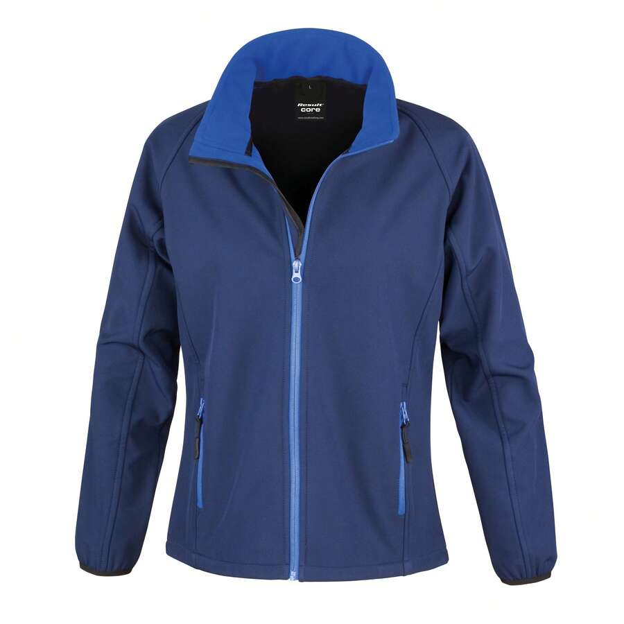 Result Womens/Ladies Core Printable Full Front Zip Softshell Jacket - Navy / Royal - View 1