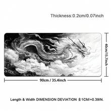 Large Gaming Mouse Pad With Cool Dragon Design, Non-Slip, Black And White Japanese Style Desk Mat - View 14