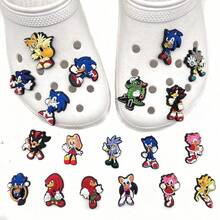 Game Cartoon Hedgehog Hole Shoes Flower Action Figures PVC Decorative Buckle Accessories Gifts - Multicolor - View 7