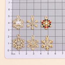 10Pcs Snowflake Series Pearl & Rhinestone Alloy Snowflake Pendants, Suitable For DIY Jewelry Making, Necklace Bracelet Earring Accessories, Christmas Holiday Decoration Gifts - Multicolor - View 9