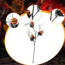 5Pcs Halloween Black Branches With Small Pumpkins - Artificial Stems With Maple Leaves Holloween Table Party Indoor Decorations (Halloween Branche) - Multicolor - View 9