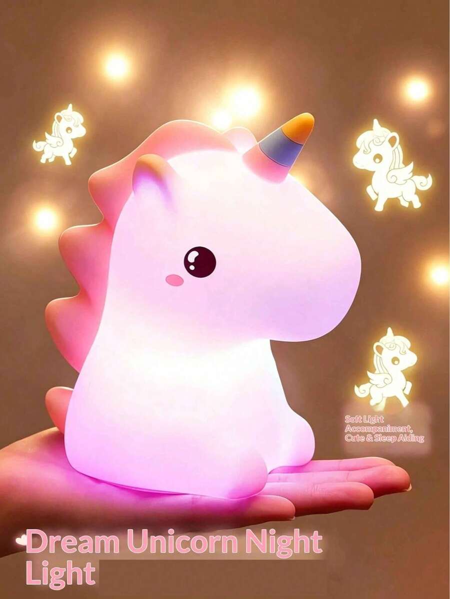 Rechargeable LED Night Light, Dreamlike Theme Night Light, Rechargeable Atmosphere Lamp, Soft Bedside Lamp, Bedroom Decor Gift, Cute Room Decoration, Suitable For Various Room Types, Ideal For Party, Easter Gift, Night Light, Table Lamp, Bedroom LED Light, Room Decor, Bedroom Night Light - 彩色 - 查看 1