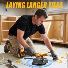 JSD-HOPE 21V Cordless Lithium Tile Vibrator, 2.0Ah Large Capacity Battery, 2 Color Options, 6 Variable Speeds, Strong Suction Power, 5000RPM High-Frequency Vibration. Ideal For Tile Laying, Home Renovation & DIY Flooring Projects - US A Type Plug(110-127V) - View 3