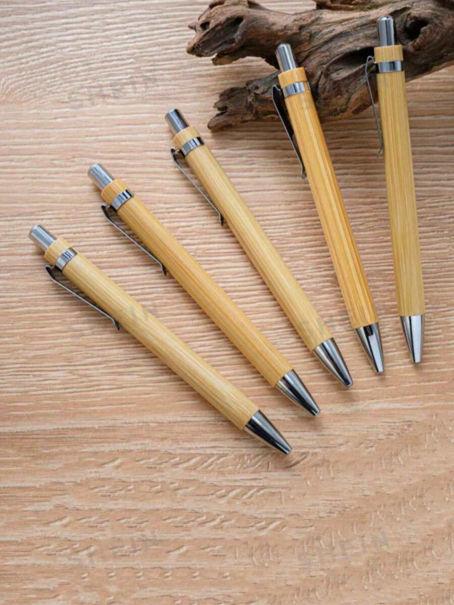 3pcs/5pcs/10pcs/20pcs Bamboo Wood Ballpoint Pens, Gift Click Pens - A - View 1