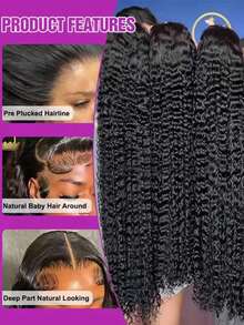 Uveous 40 42 Inch 250% Density Short Bob Wig Kinky Curly 13X4 13X6 Human Hair Wigs Pre Plucked With Baby Hair HD Transparent Lace Front Wigs For Women 250 Density Jerry Curly Water Wave Bob Wig Human Hair Deep Curly Wig Natural Black Halloween Season - Natural Black - 查看 7