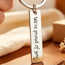 1pc Emotional Gift, Stainless Steel Keychain, For Friends And Family - A - View 4