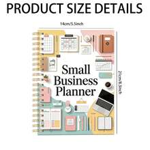 1pc A5 Small Business Planner Notebook, Spiral Bound, Macaron Collage Office Supplies Doodle Print Diary, Black Coil Soft Cover, Income & Expense Tracking Record Book, Suitable For Small Shop Owners And Female Entrepreneurs - QY-12 - View 4