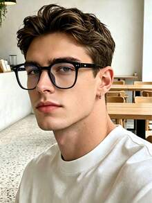 1 Stück vielseitige Herren-Brille mit kleinem quadratischem Rahmen ohne Sehstärke, geeignet für den täglichen Gebrauch, Lesen, Schulanfang, Pendeln, Arbeit, Ausflüge, Gesichtsformung, unverzichtbares Accessoire für einen attraktiven Look - Schwarz - Übersicht 1