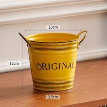1/2/3pcs American Vintage Letter Double-Ear Metal Flower Pot, Suitable For Succulent Plants, Cosmetic Storage, Desktop Organizer, Living Room/Outdoor Garden Decor, Pen Holder, Flower Bucket - Flowerpot - View 14