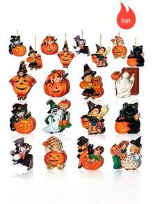 104pc Vintage Halloween Hollow Home Decor, Pumpkin Witch Hollow Decoration, Large Halloween Hollow Card Paper, Vintage Victorian Hollow Cardboard, Trick Or Treat Holiday Party Decoration - View 2