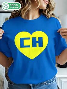 El Chapulin Colorado T-Shirt, 180g, Women's 100% Cotton Printed Short-Sleeved T-Shirt - 藍色 - 查看 9