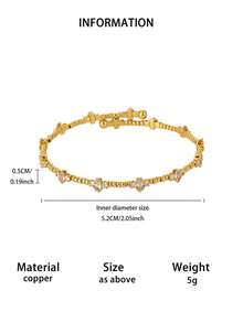Exquisite Stackable Gold-Plated Bamboo & Ball Shape Bracelets With White Zirconia Inlay, 18K Gold Plated Fade-Resistant Adjustable Bangle, Suitable For Women, Mom, Best Friend And Girlfriend, Wedding, Vacation Charm Jewelry, Party, Daily Wear Accessory, Birthday Anniversary Gift - Various - View 14