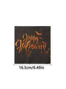 16pcs Halloween Napkins, Printed With "Happy Halloween" Gold Foil Design, Suitable For Center Decoration, Disposable Napkins, Suitable For Halloween Dinner, Holiday Party, Theme Event And Birthday Party - Multicolor - View 11