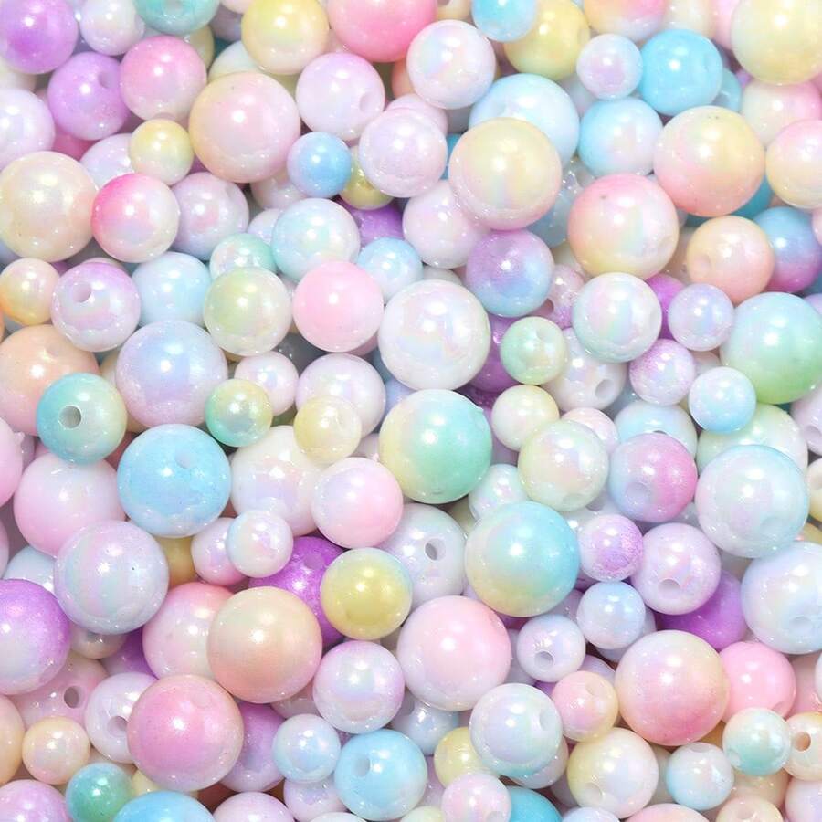 100-500pcs 6/8/10mm Acrylic Faux Pearl Plated Gradient Mermaid Beads For DIY Jewelry Making Accessories Decorative Beads