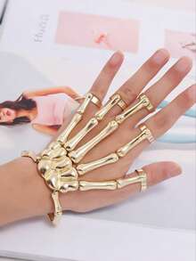 Skeleton Hand Bracelet With Finger Ring Flexible Joints Metal Steampunk Finger Wristband Adjustable Skeleton Hand Jewelry For Men Women Cosplay Daily Outfits Holidays Costume Parties & Gothic Events Christmas Halloween Costume Accessories - Multicolor - View 11