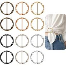 12pcs Twisted Round Shirt Scarf Rings, No-Sew T-Shirt Tie Rings, Metal Belt Buckle Accessories For Dresses, Cardigans, Loose Tops, Suitable For Men's And Women's Styling Accessories - Multicolor - View 10