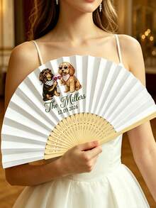 Abanicos personalizados con caras divertidas impresas, abanicos personalizados con caras divertidas impresas, ligeros y portátiles, adecuados para bodas al aire libre, abanicos para fotos. - Multicolor - Ver 3