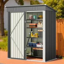 Outdoor Tool Shed, Storage Hut, Patio/Garden Tool Storage Cabinet, Household/Outdoor Waterproof And Rustproof Farm Implement And Miscellaneous Item Storage Cabinet. - Grey - View 6