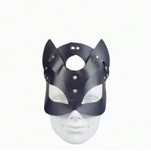 1 Peça Máscara de Raposa de Couro PU Preto (Estilo Aleatório), Máscara de Raposa de Meia Face para Festa de Carnaval, Baile de Máscaras, Adequada para Uso em Festa de Carnaval - A - Visão 9