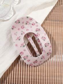 1pc Acetate Material Contrast Blue & Red Plaid Sweet Cute Oval Hair Claw, Back Of Head Bun Hair Claw, Side Hair Clip For Flyaways, Hair Styling Accessory, Bohemian Sweet Cool Girl Street Casual Afternoon Tea Travel Outfit Hair Clip - Multicolor - View 2