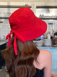 1pc Women's Wide Brim Bow Sun Hat, Fashionable Rope Beach Sun Protection Hat, Multiple Wearing Styles, Suitable For Outdoor Sun Protection And Beach Vacation - Lace - View 1