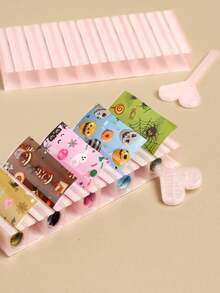 FULL BEAUTY 10-Grid Pink Heart Nail Foil Storage Box, Multi-Compartment Nail Foil Sticker Organizer Rack With Heart-Shaped Pull Ring, Portable Lightweight Nail Salon Supplies Storage Rack For Nail Art Decoration Transfer Foil - Pink - View 4