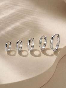 1對 925純銀鼻環，5-9mm多尺寸低過敏性鼻中隔軟骨鼻環飾品，適合女性男性日常配戴與禮物 - 銀色 - 查看 3