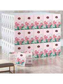6/12/24/36/60/120pcs (6pcs=1pack) Tulip Pocket Tissues: Ultra Soft, Plant Fashion Design With Blooming Pink Tulips And Playful Rabbits, Carry A Touch Of Spring In Your Pocket - Wet Strength, 6 Packs 3-Ply Mini Size, Perfect For Elegant On-The-Go - Multicolor - View 3