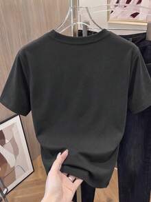 Impala Women's Short-Sleeved Printed T-Shirt, Spring Clothing, Holiday Outfit, White For Summer, Beach Look, Vacation, Country Style, Women's Office Outfit. - 深灰色 - 查看 2
