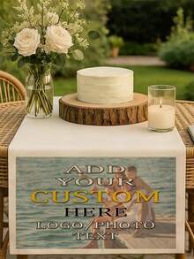 Personalized Photo Table Runner Custom With Your Own Photo/Text & Photo - Add Your Own Pictures - Fabric Table Banner Suitable For Party, Wedding, Anniversary, Birthday, For Christmas Gift - Memorable For Events - Multicolor - View 6