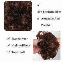 Artificial Messy Bun Hair Extension With Elastic Rubber Band, Wavy Curly Hair Bun Ponytail Hair Piece Hair Tie For Women, Halloween - Multicolor - View 4