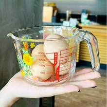 1pc Heat-Resistant Glass Measuring Cup With Scale For Baking, Microwave , Breakfast Milk Cup For Home Use - Multicolor - View 9