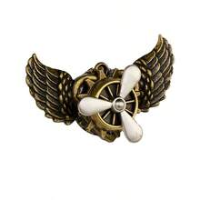 Punk Wing Brooch Gothic Vintage Airplane Gear Pin Steampunk Lolita Gear Cosplay,Halloween - A - View 5