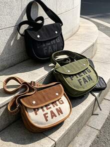 PIENG FAN Vintage Canvas Crossbody Bag, Men's Shoulder Bag, Adjustable Strap, Multi-Pocket Large Capacity Commuter Bag, Lightweight Messenger Sling - Multicolor - View 8