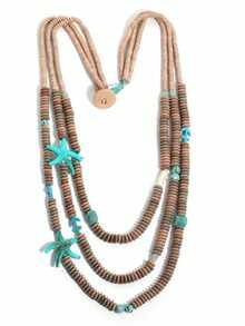 1 buah Kalung Panjang Manik-Manik Multilayer Motif Bintang Laut Imitasi Gaya Liburan Bohemian - Aksesori Sempurna untuk Liburan Pantai Musim Panas, Festival Musik, Hadiah untuk Teman - 1 kalung panjang manik-manik berlapis-lapis imitasi bintang laut untuk wanita - View 4