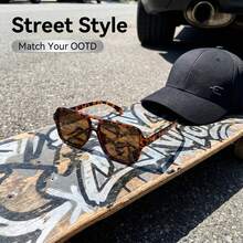 3/1pc Leopard Print Frame Eyeglasses, Fashionable Square Double Bridge Eyeglasses, Unisex Eyeglasses Suitable For Driving And Street Outfits - View 5