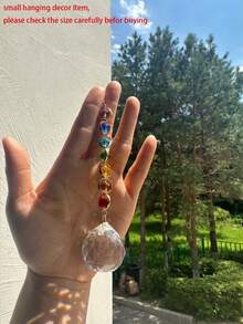 1个水晶阳光捕捉器，带彩色彩虹制造器和挂钩，适合家居装饰和冥想。 - 彩色 - 查看 6