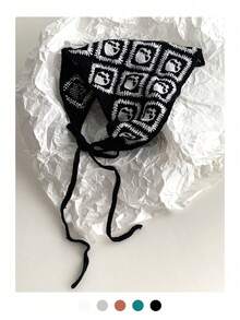 1pc Halloween Sweet & Cool Skeleton Knitted Triangle Bandana Headband For Women, Thin Spring/Summer Outdoor Photography Headscarf, Personalized Headwrap Hat, Cute Handmade Crochet Hair Accessory, Pumpkin/Cobweb/Vampire/Mummy/Ghost - Multicolor - View 9