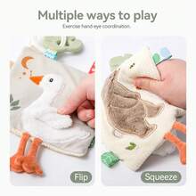 2Pcs Baby Sensory Toy Set Bee Teething Rattle Bear Goose Crinkle Security Lovey Blanket Soft Plush Infant Teether Toy For Newborn Shower Gift - Multicolor - View 4