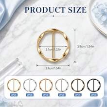 12pcs Twisted Round Shirt Scarf Rings, No-Sew T-Shirt Tie Rings, Metal Belt Buckle Accessories For Dresses, Cardigans, Loose Tops, Suitable For Men's And Women's Styling Accessories - Multicolor - View 9
