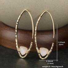 DIYCCPC Pendientes de aro abierto minimalistas para mujeres, diseño de alambre de metal geométrico, adecuados para uso diario y citas - Dorado - Ver 2