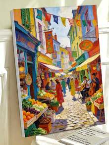 Colorful Street Market Scene DIY Oil Painting By Numbers Painting Crafts Adult Home Decoration 8x12/16x20inch Holiday Gifts Frameless - Sets - View 3