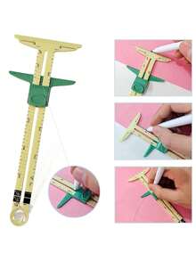 1pc 5-In-1 Inch Sliding Sewing Ruler, Aluminum Plastic Multi-Function Patchwork Seam Measuring Gauge, No Centimeter Scale, Tailoring Handmade DIY Tool, Saudi National Day, Mother's Day Gift, Home Fabric Crafting Measurement Accessory - Multicolor - View 4